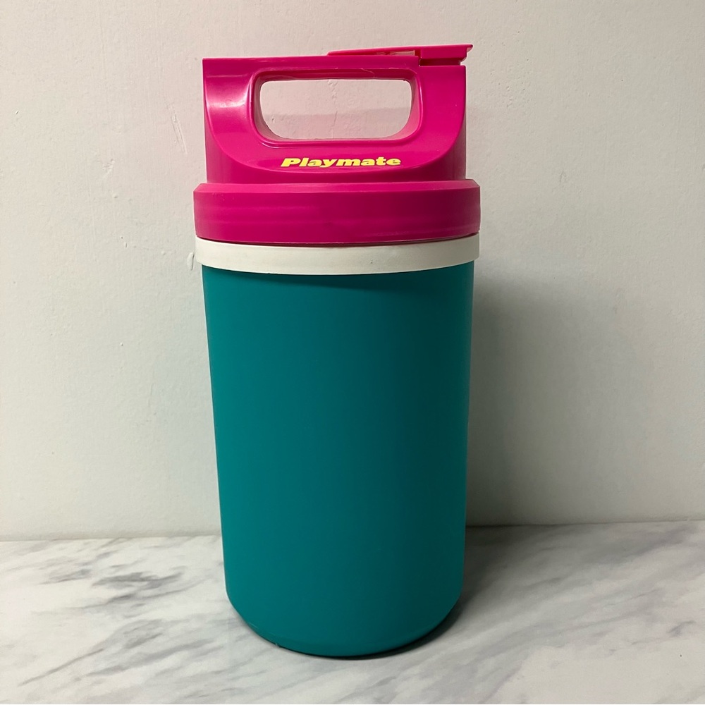 Vintage 1990s Igloo Playmate Half Gallon Water Bottle Jug Neon Green Pink Cooler